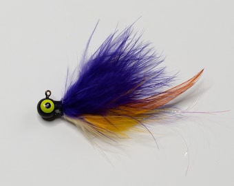 3 pack of 1/4 ounce Finesse Marabou Jigs-Purp Shiner