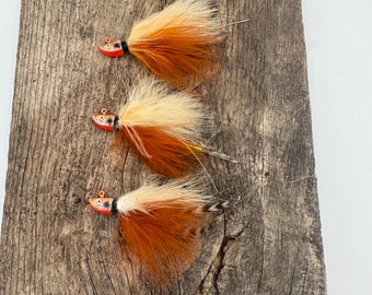 3 pack 1/4 ounce Finesse Marabou Jigs- Rusty Cream