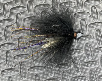3 pack Custom Marabou Hair Swim jigs 1/4 ounce-Midnight Marauder