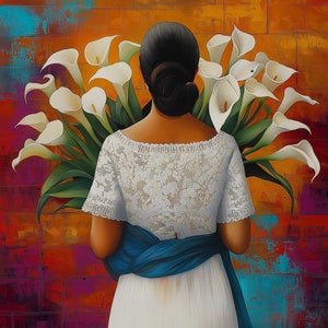 Calla Lily Vendor Print or Canvas / El Salvador / Guatemala / Oaxaca Arte / Mexican Art / Women with Lilies