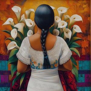 Calla Lily Vendor Print or Canvas / El Salvador / Guatemala / Oaxaca Arte / Mexican Art / Women with Lilies