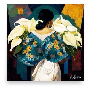 Calla Lily Art Print: Latin American Woman, El Salvador Inspired