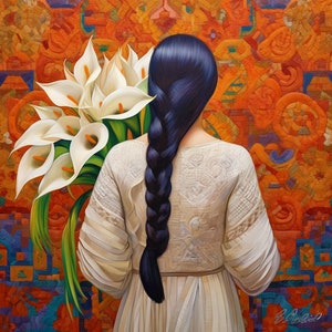 Alcatraces Calla Lily Flower Vendor Guatemala El Salvador Mexican Guatemalan Chicano Latin American Boho Diego Rivera Style Art Print