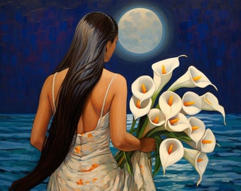 Calla Lilie Mond Art Print - Romantisches Mittelamerikanisches Blumen Motiv | Inspiriert von Guatemala & Mexico OS
