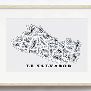 Wunderschöne El Salvador Karte Druck auf Fine Art Matte Papier - Sprache von El Salvador Slang Ungerahmt Schiffe schnell und kostenlos