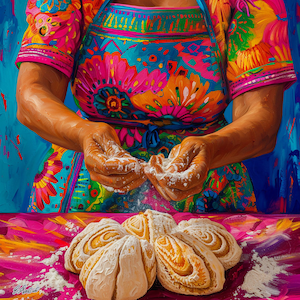 Pan Dulce Tehuana My Grandmother's Traditions Abuela Mexican Guatemalan Chicano Latin American Boho Diego Rivera Style Art Print