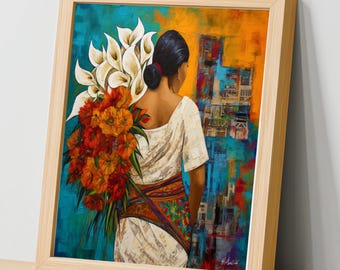 Calla Lily Vendor Art Print: Guatemala Mexico Inspired Cultural Decor