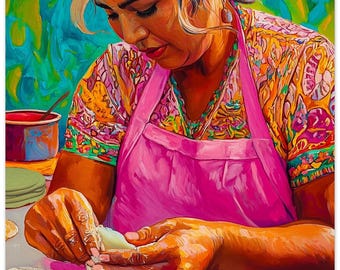 Stampa artistica Pupusas El Salvador – Arredamento da cucina vivace, poster Giclée