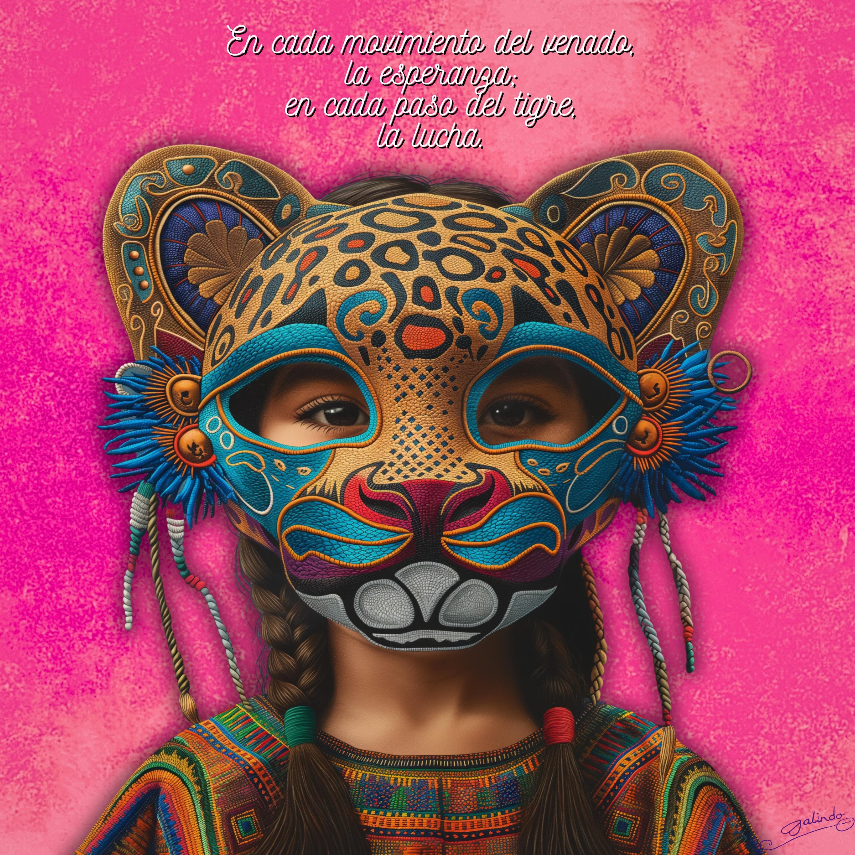Mexican Tiger Deer Dance Art Print: Latin American Cultural