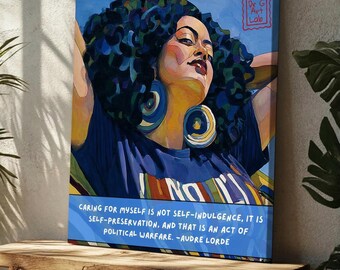 Audre Lorde Wall Art: Self Care Feminist Square Canvas Art