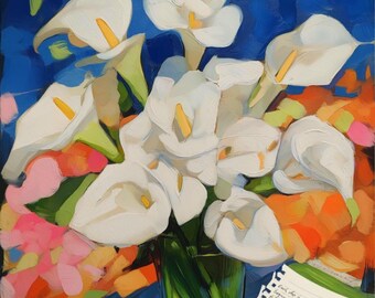Send Flowers Mother's Day Custom Card in Art Print: Calla Lilies Flower Wall Art