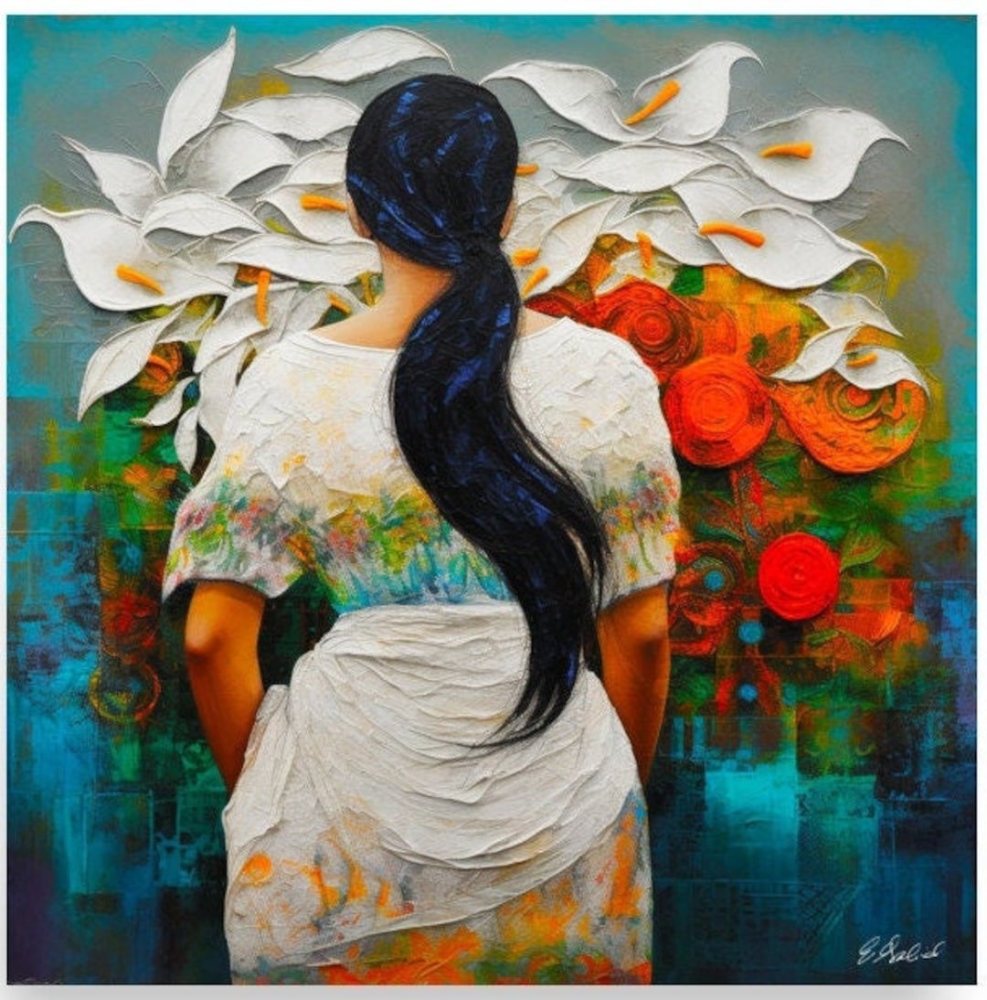 Calla Lilly Flower Vendor Print Central American Art Latin American