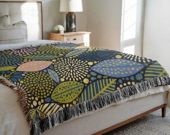 Botanical Mosaic Woven Blankets