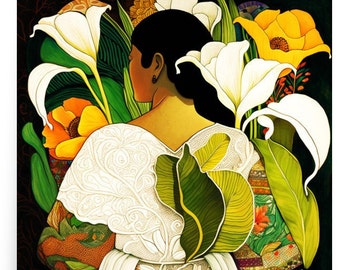 Calla Lily Art Print: Latin American Woman, El Salvador Artist