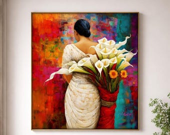 Large Canvas Art Statement Wall Decor Modern Neutral Oversized Abstract Figure Floral