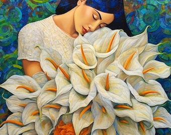 Sleeping Calla Lily Flower Vendor Guatemala El Salvador Mexico Art Print Gift Latin American Wall Art Free Shipping
