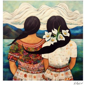 Sisters Guatemala Print Original Artwork Huipil Central American Artwork ships fast!