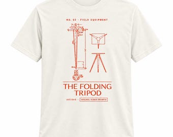Photography Teacher Shirt, Yearbook Advisor Gift, Vintage Camera Tripod Patent Drawing, Retro Photo Class Tee, End of Year Teacher Gift