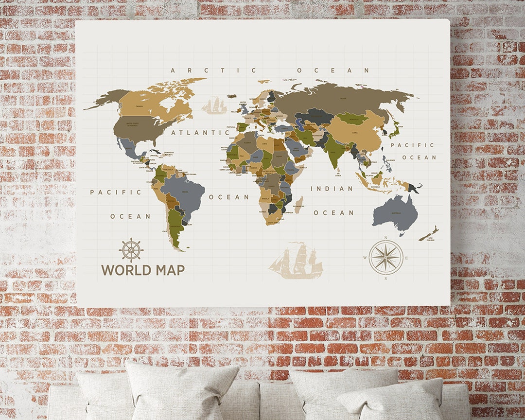 Printable World Map World Art Map - Etsy