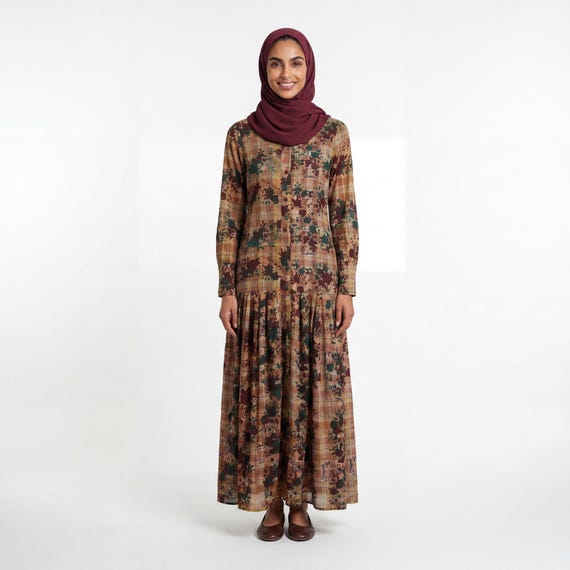 long sleeve islamic dresses Satin Blue Islamic Long Sleeve Maxi Dress 38031M