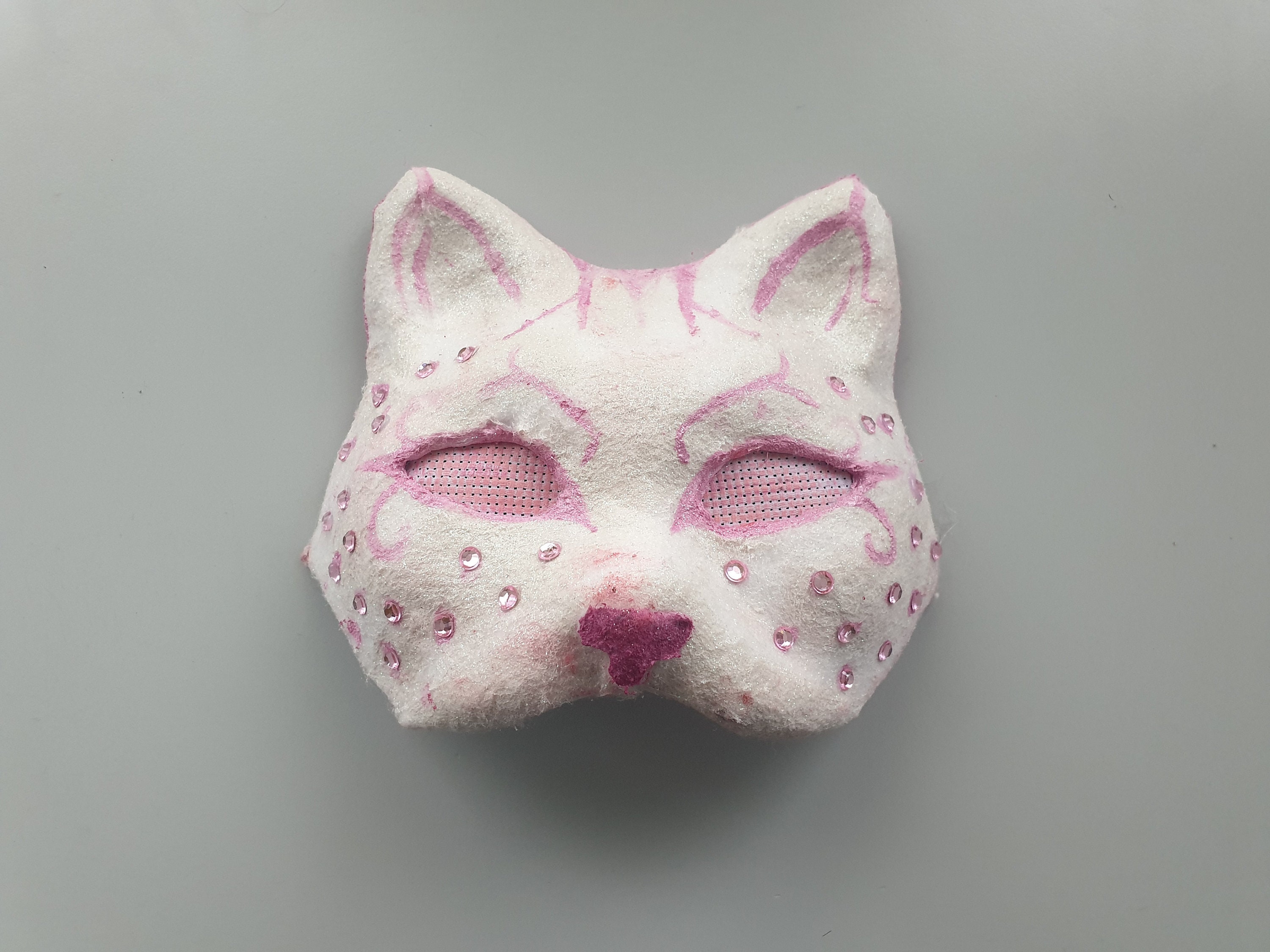 Hand Painted Felted Therian Cat Mask -  Denmark