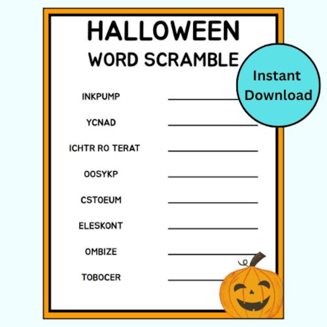 Halloween Word Scramble – Printable Game for Kids & Adults | Great for ...