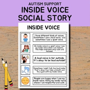 Inside Voice Social Story | One-Page Visual Behavior Support for Autism