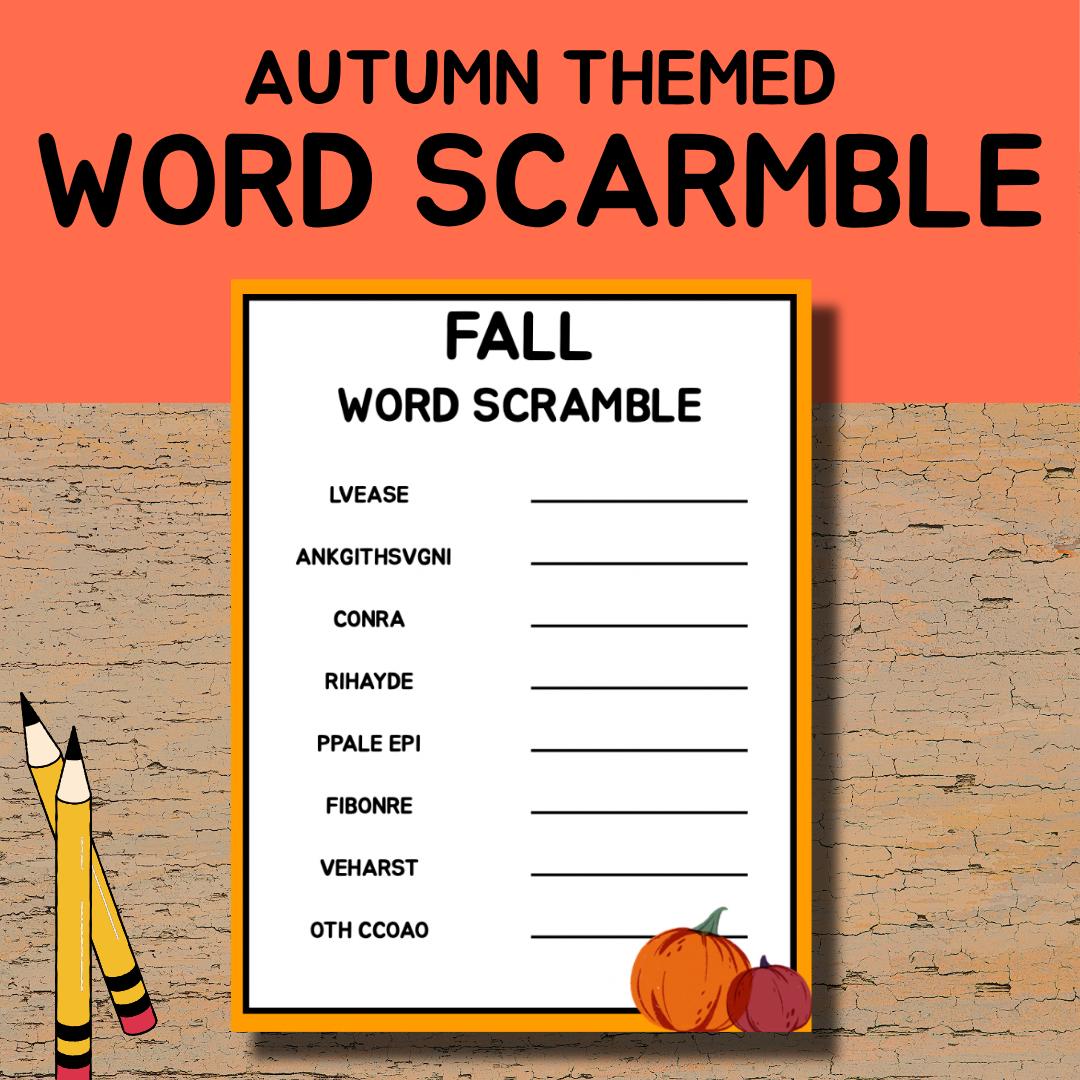 Fall Word Scramble Worksheet – Autumn Vocabulary Game - Etsy