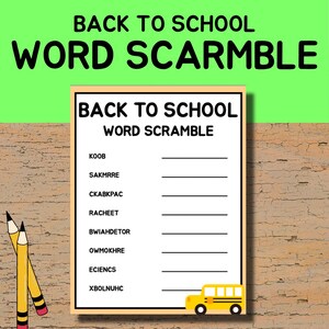 Back to School Word Scramble Worksheet – Unscramble the School Words