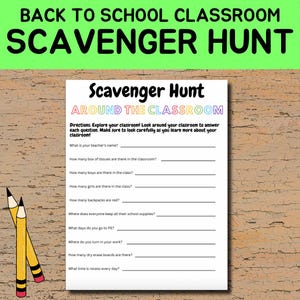 Classroom Scavenger Hunt | Back to School Activity