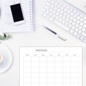 Blank Monthly Calendar Printable, Blank Calendar Page, Calendar ...