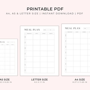 Meal Planner Printable, Minimal Meal Plan, Printable Grocery List, Food ...