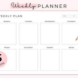 Weekly Planner Printable Weekly Schedule Weekly to Do List - Etsy