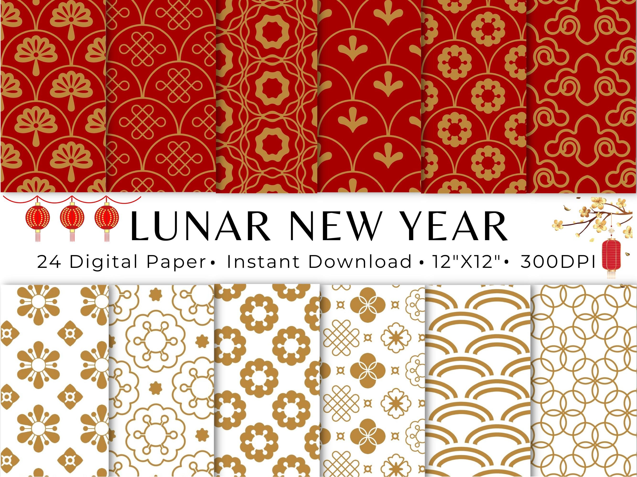 Lunar New Year Digital Paper, Chinese New Year Digital Paper, Asian ...
