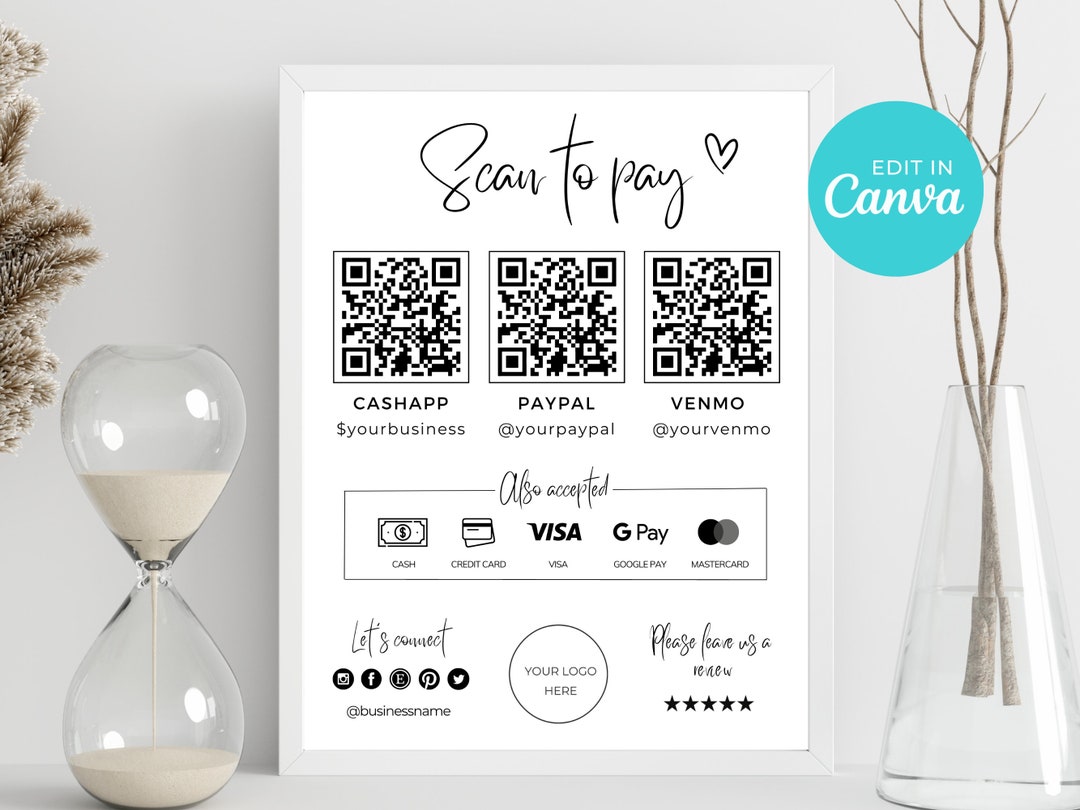 Editable Scan to Pay Sign QR Code Sign Template Scan to Pay - Etsy Portugal