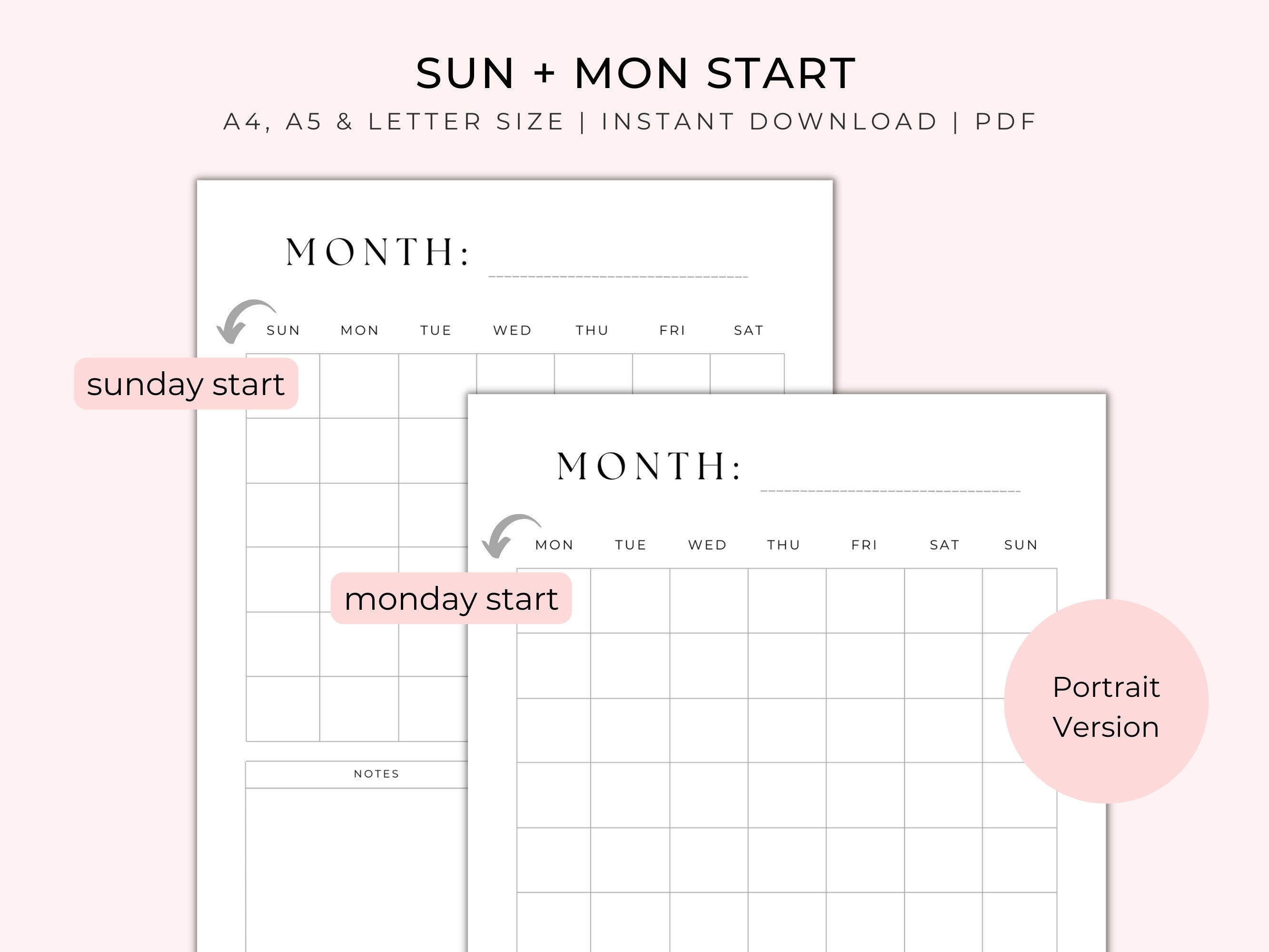 Minimal Blank Calendar Printable