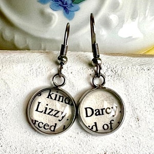 Elizabeth Bennet & Mr. Darcy - Pride and Prejudice by Jane Austen Book Jewelry Earrings (0062)