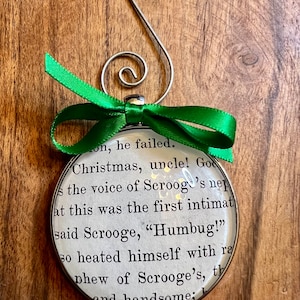 Christmas Ornament - A Christmas Carol Book Clipping - Scrooge Humbug! Charles Dickens