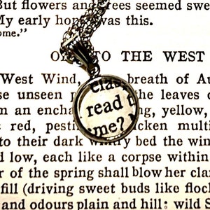 Upcycled from Books: &quot;Read&quot; Pendant Necklace in Stainless Steel for Book Lovers - Makes a Great Gift!