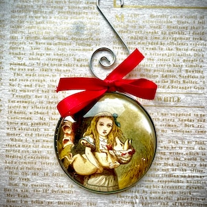 Christmas Ornament - Alice in Wonderland - Lewis Carroll - Book Clipping