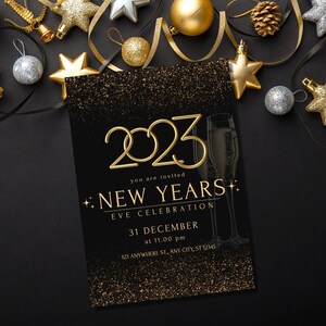 New Years Printable Invitation | Printable New Years Eve Invitation | New Years Eve Party Invite | Invitation Templates New Years