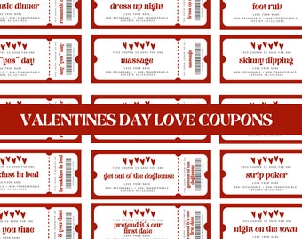 30+ Printable Valentines Day Coupons | Valentines Day Love Coupons | Valentines Day Coupons Red | Valentines Day Gift for Wife Personalize