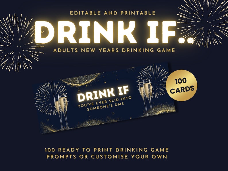 Printable New Year Drinking Game | Drink If Game | New Years Eve Game ...