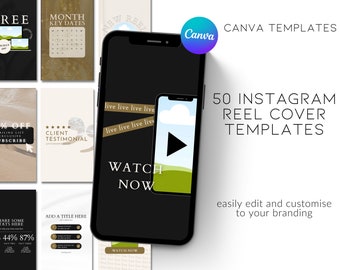 50 Instagram Reel Cover Template | Instagram Reel Cover Template for Canva | Canva Template Instagram Reels Cover | Reel Template Cover