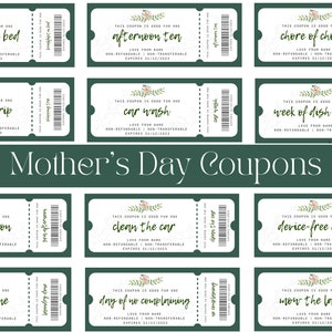 Coupons fête des mères | Carnet de coupons pour la fête des mères | Coupons de fête des mères imprimables | Coupons modifiables pour la fête des mères | Canva de modèle de coupons