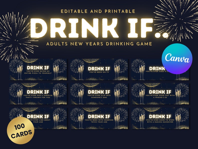 Printable New Year Drinking Game | Drink If Game | New Years Eve Game ...
