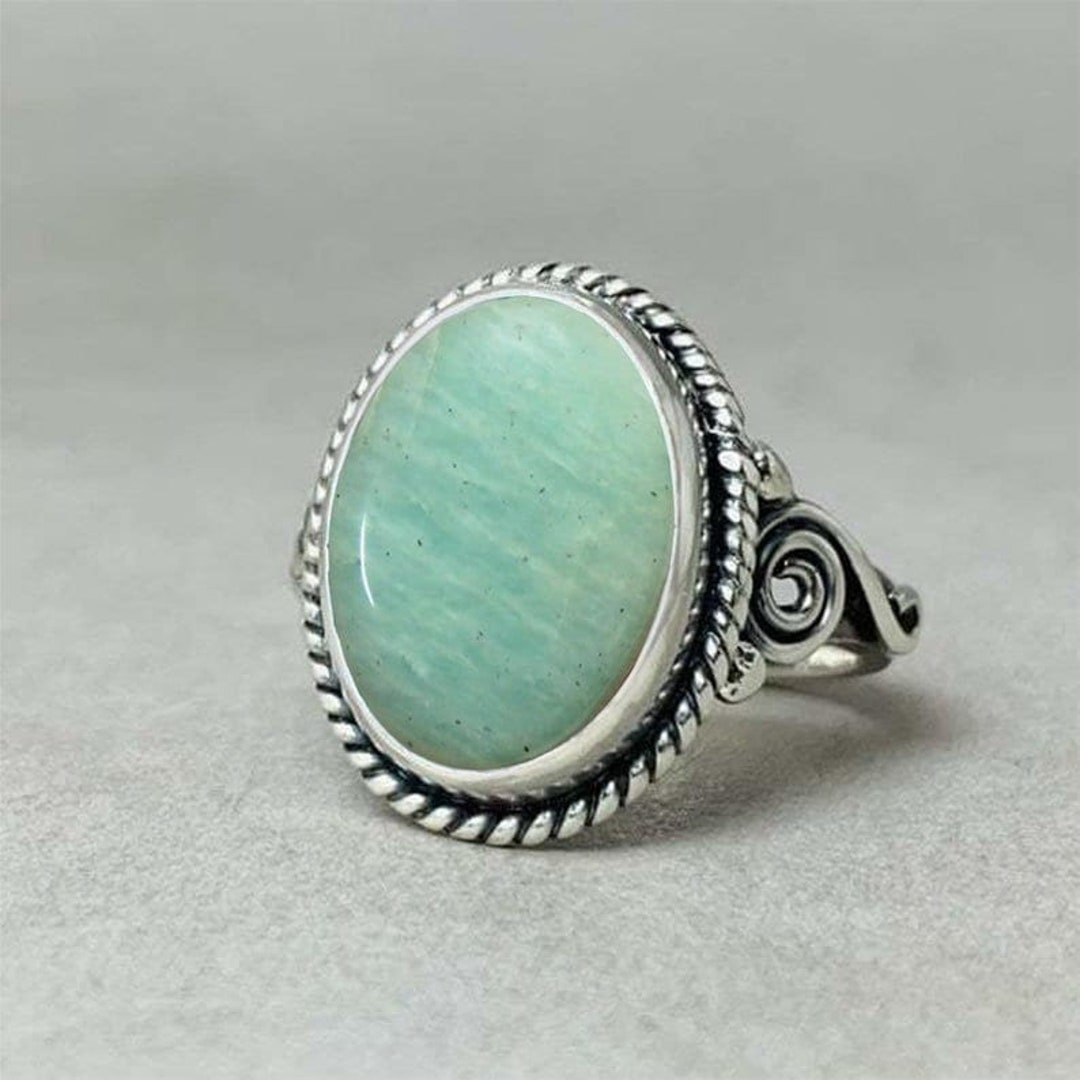 Amazonite Ring Genuine Amazonite 925 Sterling Silver Ring Etsy
