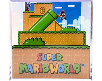 Super Mario World - Yoshi's Island Stage | Diorama Cube | 3D Acrylic Cube