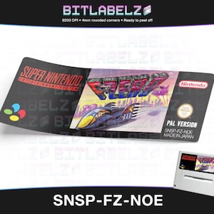 May include: A Super Nintendo Entertainment System game cartridge label for the game "Aero the Acrobatic Squirrel". The label is black with a red, blue, and yellow image of the game's title and a character in a plane. The label also includes the text "PAL Version", "SNSP-FZ-NOE", and "Made in Japan".