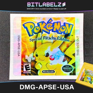 May include: A holographic sticker for a Game Boy Color game cartridge featuring a yellow Pikachu with the text "Pokémon Special Pikachu Edition" and "This Side Out".